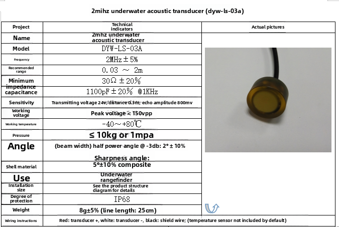 DYW-LS-03A 2MHz Underwater Ult - đánh giá và giá Ultrasonic Distance Sensor
